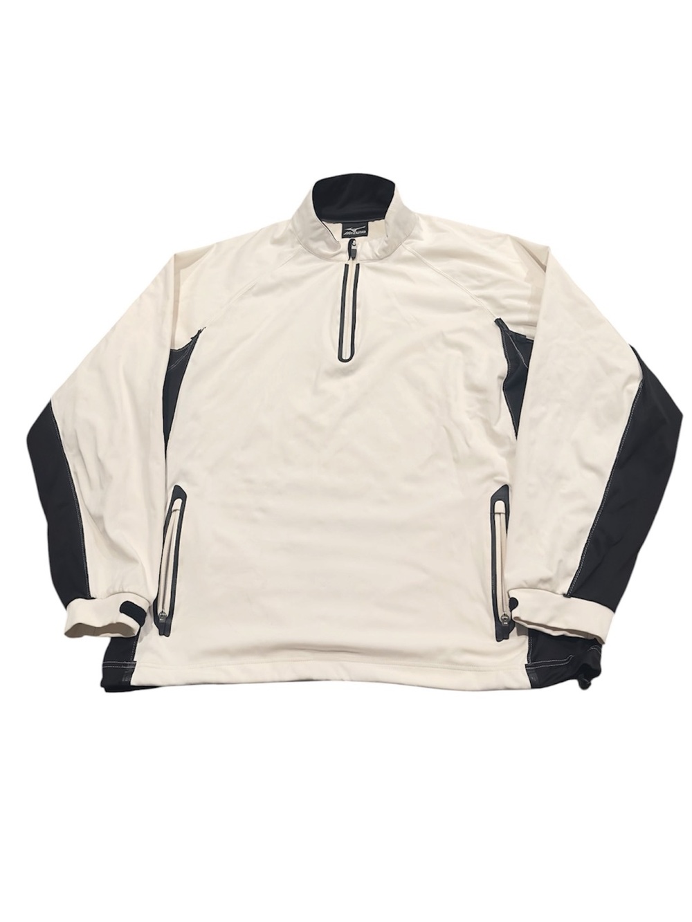 Mizuno White and Black Men's Performance Quarter-Zip Rain Jacket
